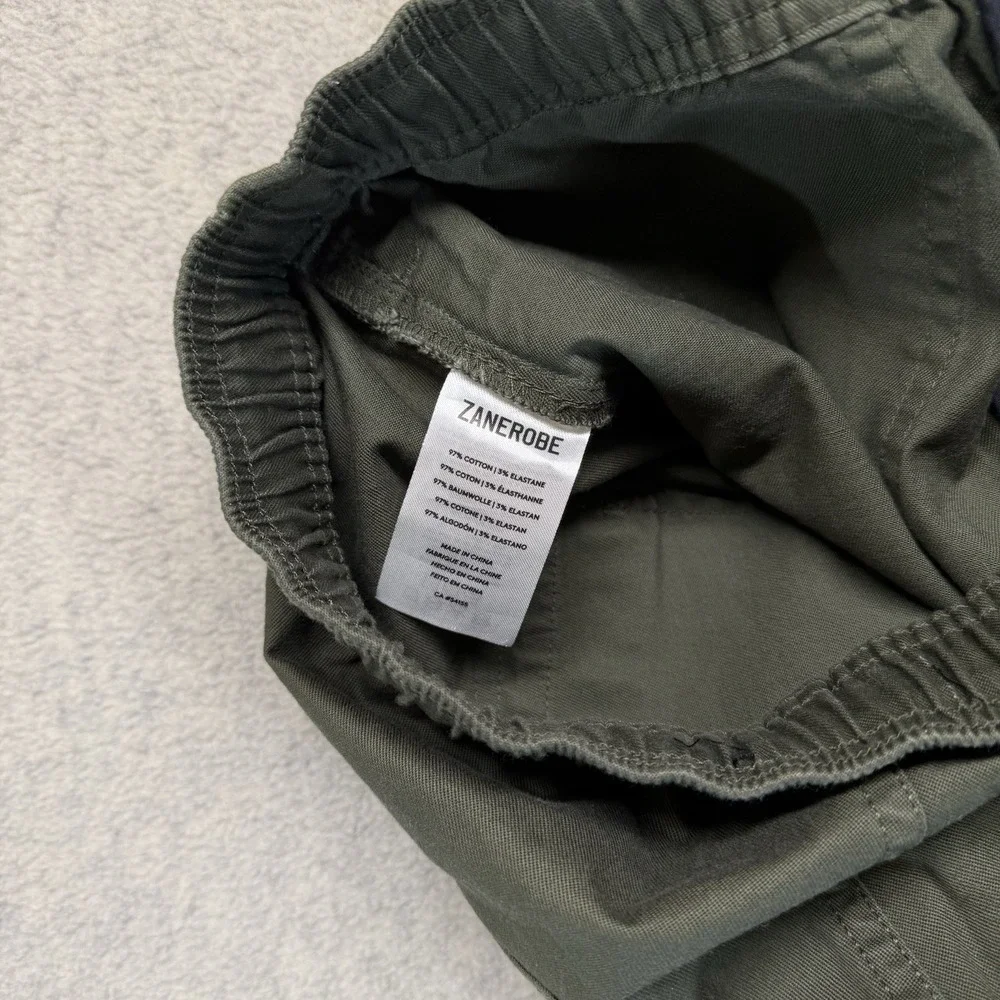 Zanerobe Olive Green‎ Jogger Pants Mens Elastic Waist Zip Cargo Pocket Tapered L